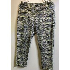 Zelos Women's Size 1X Capri Leggings Pants with Waist Pocket Green Strip…